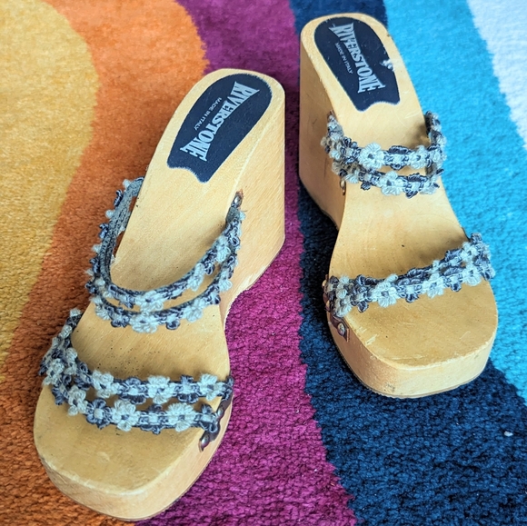 Platform Wooden Wedges with Floral Straps - Picture 2 of 15